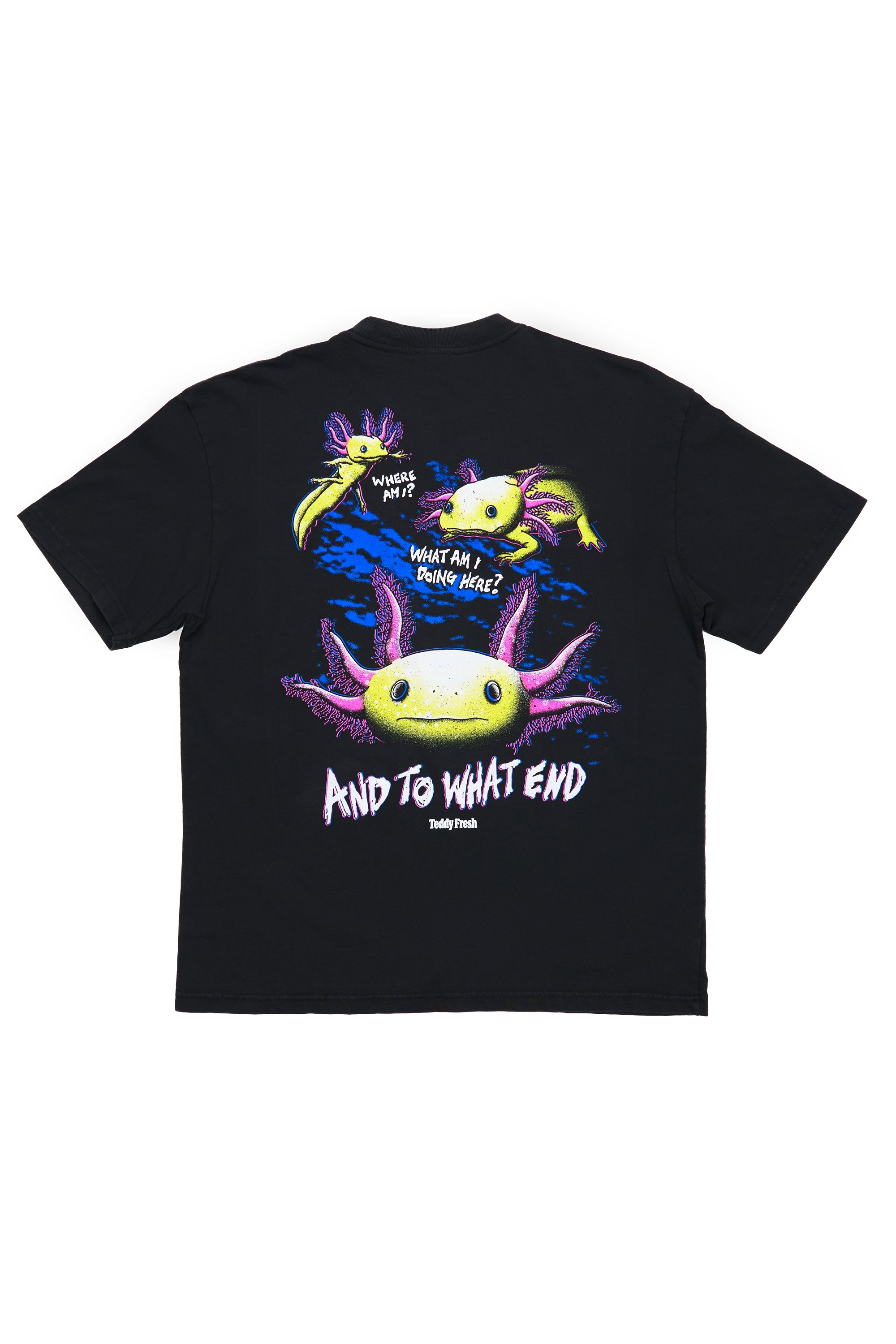 What Am I Doing Here Axolotl Adult Tee