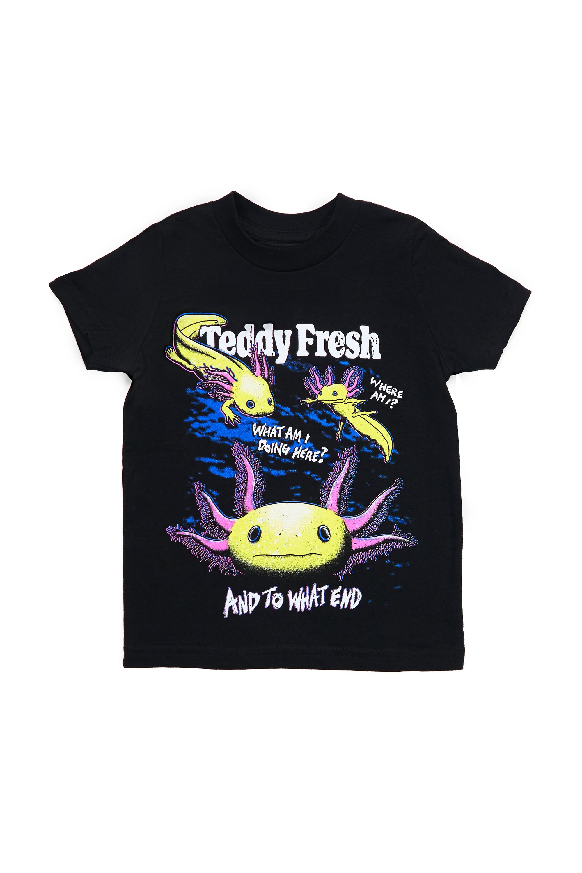 What Am I Doing Here Axolotl Kids Tee