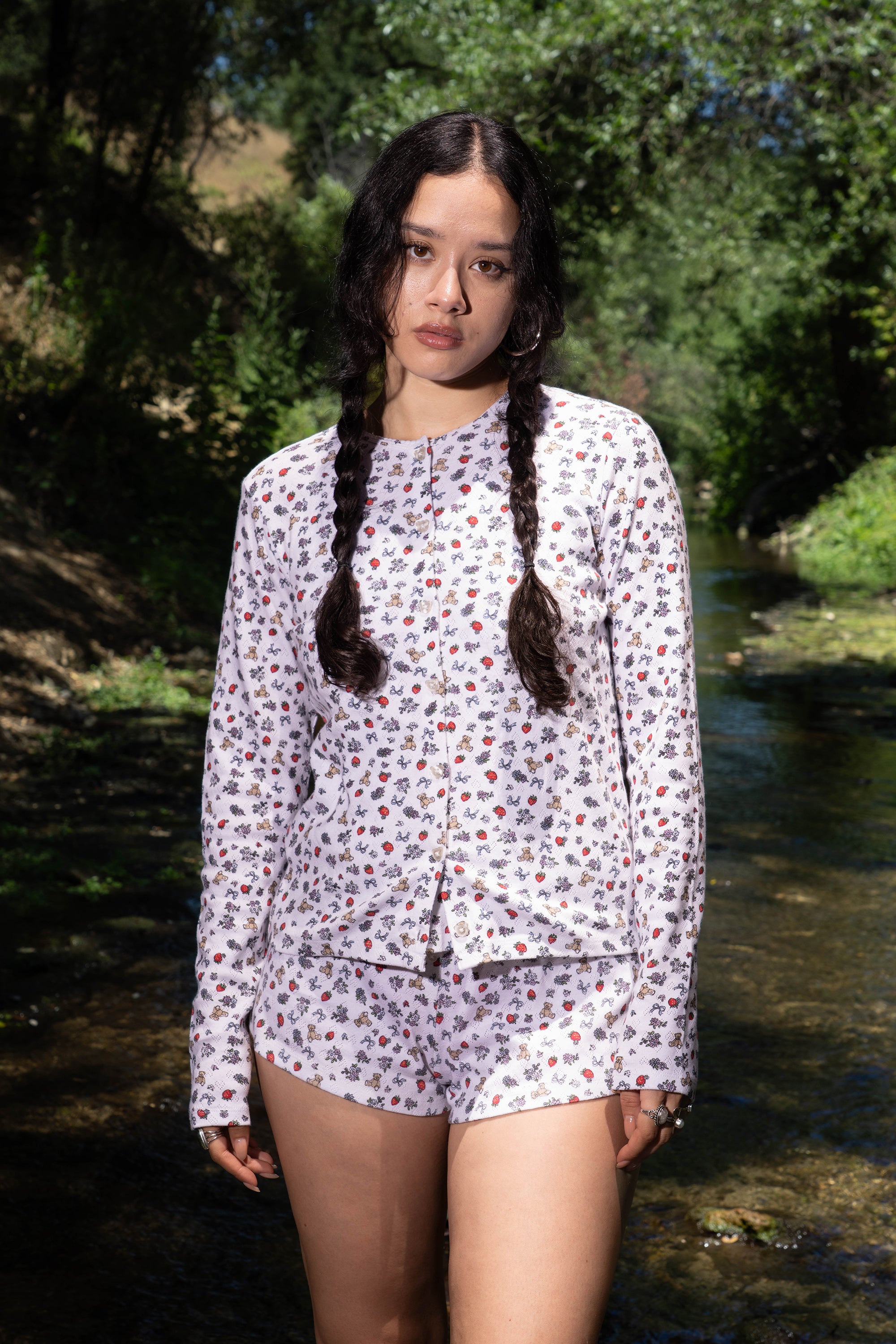 Strawberry Pointelle Cardigan