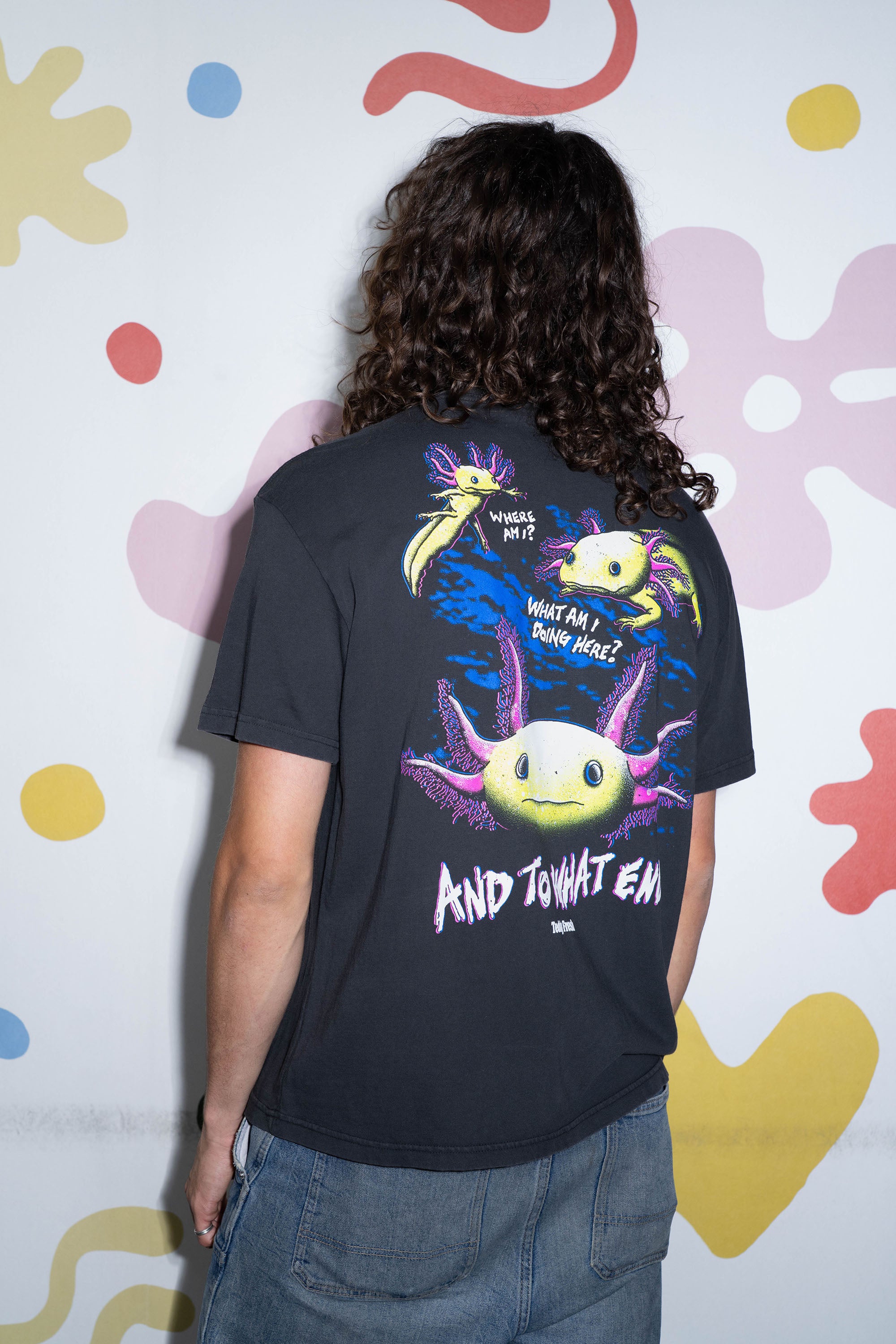What Am I Doing Here Axolotl Adult Tee