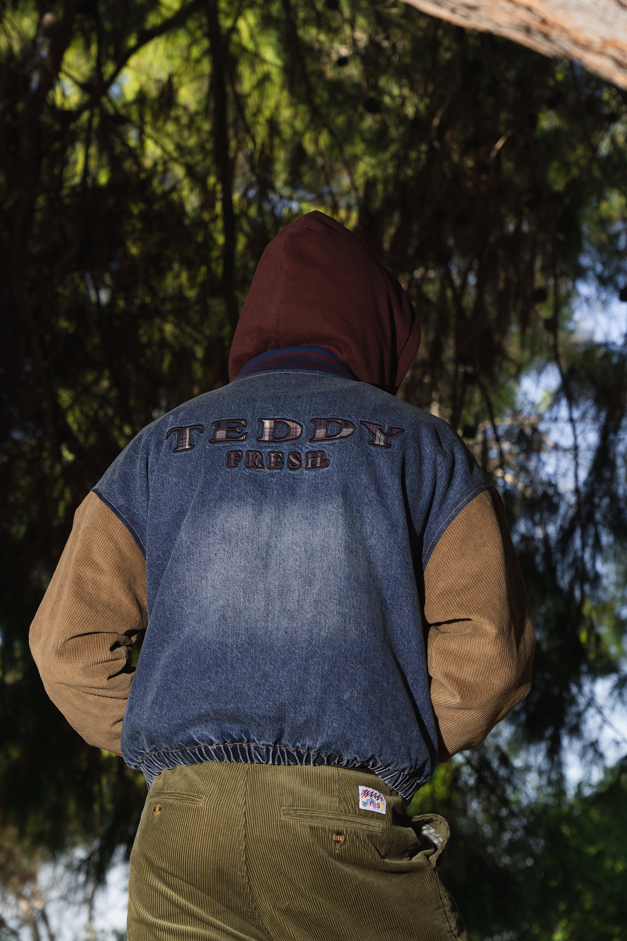 Vintage Mocha Denim Bomber Jacket