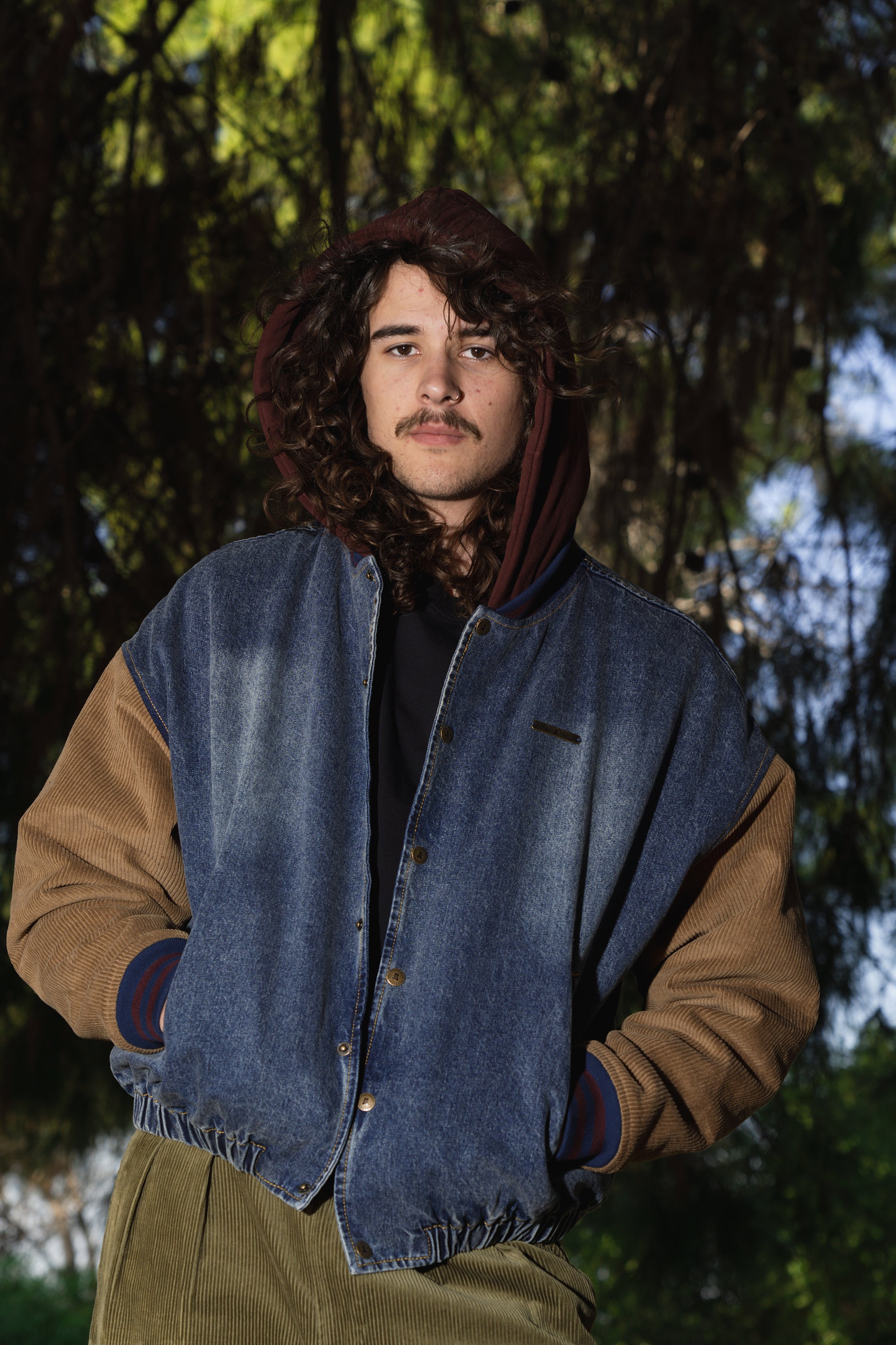 Vintage Mocha Denim Bomber Jacket