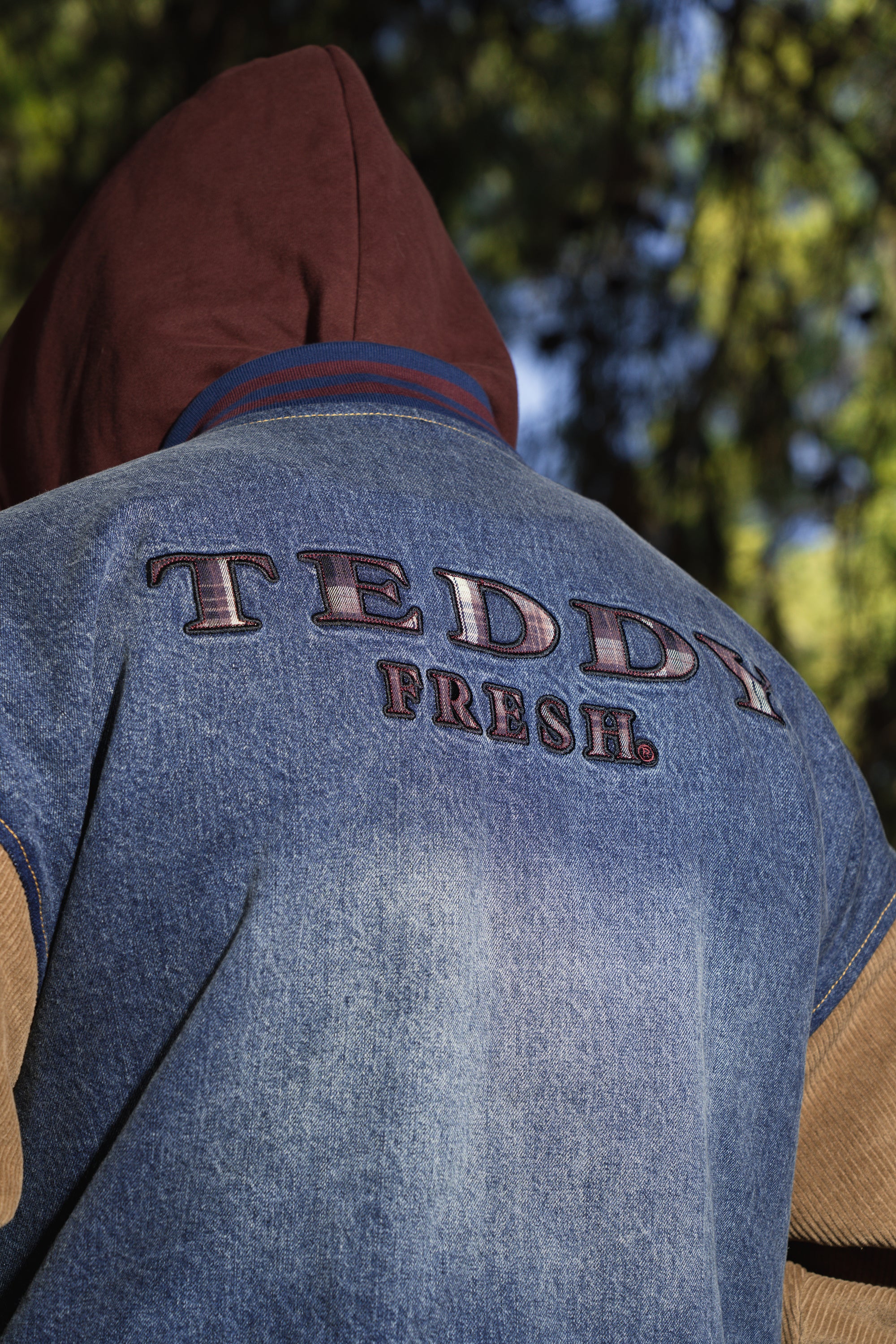 Vintage Mocha Denim Bomber Jacket