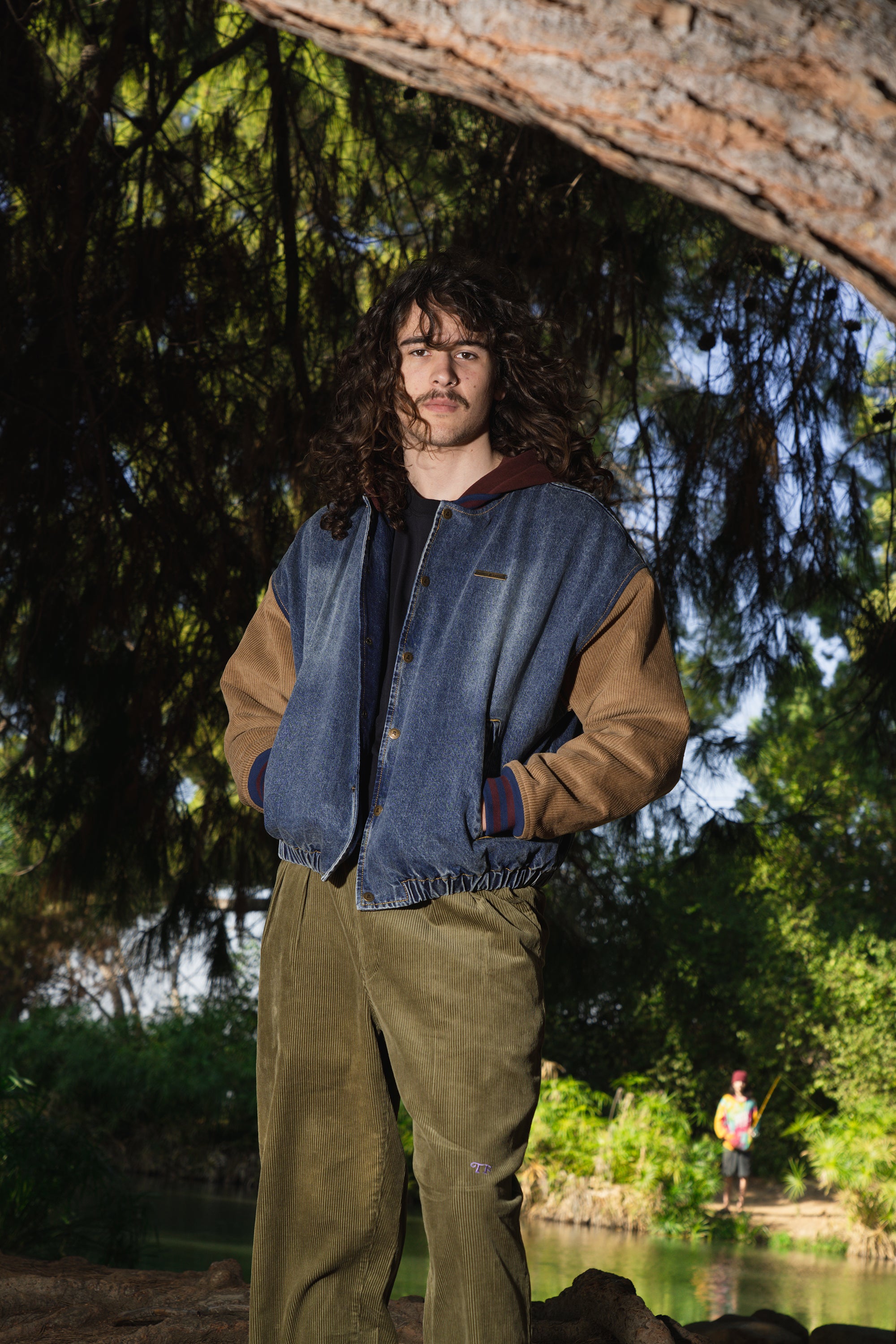 Vintage Mocha Denim Bomber Jacket