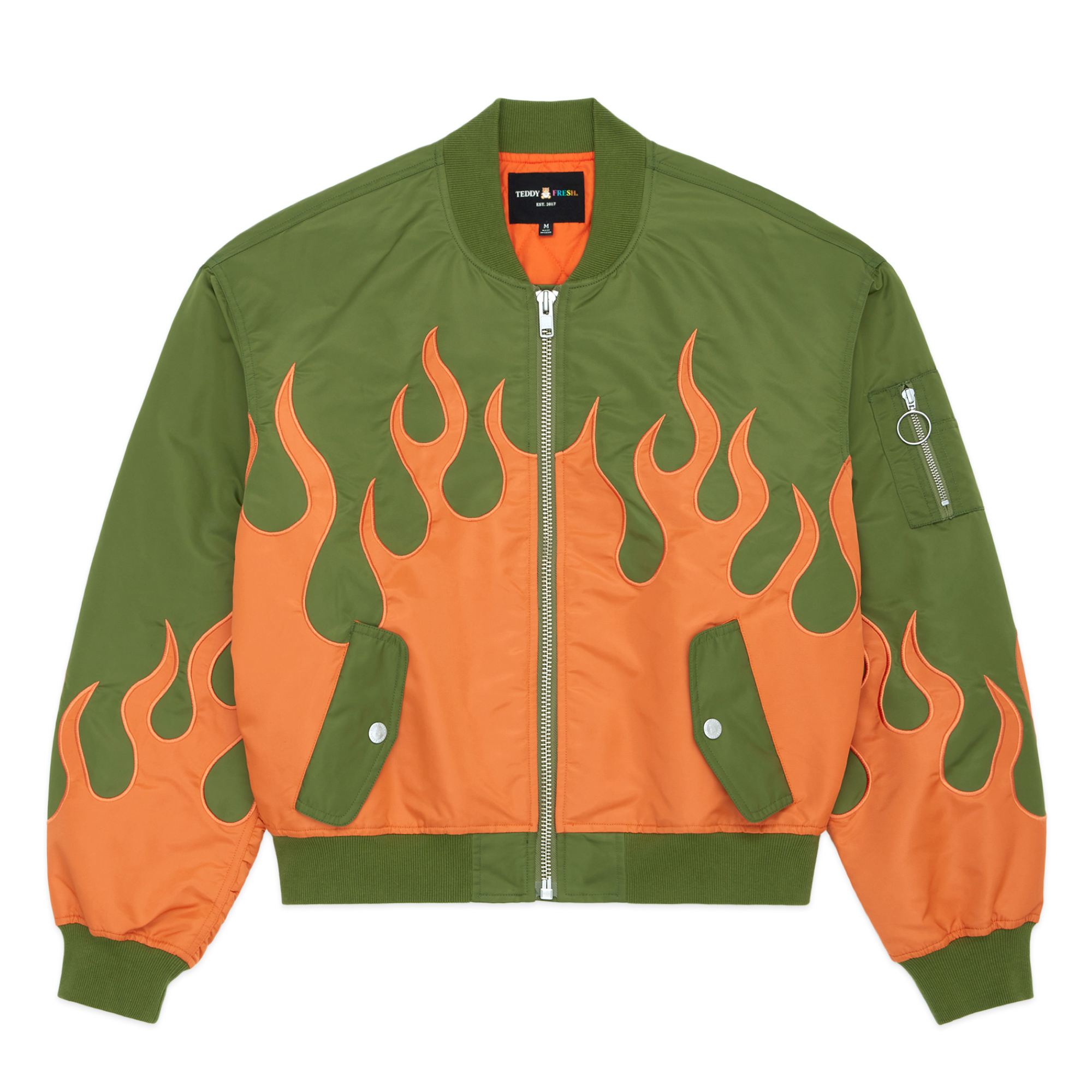 Green and orange bomber jacket best sale