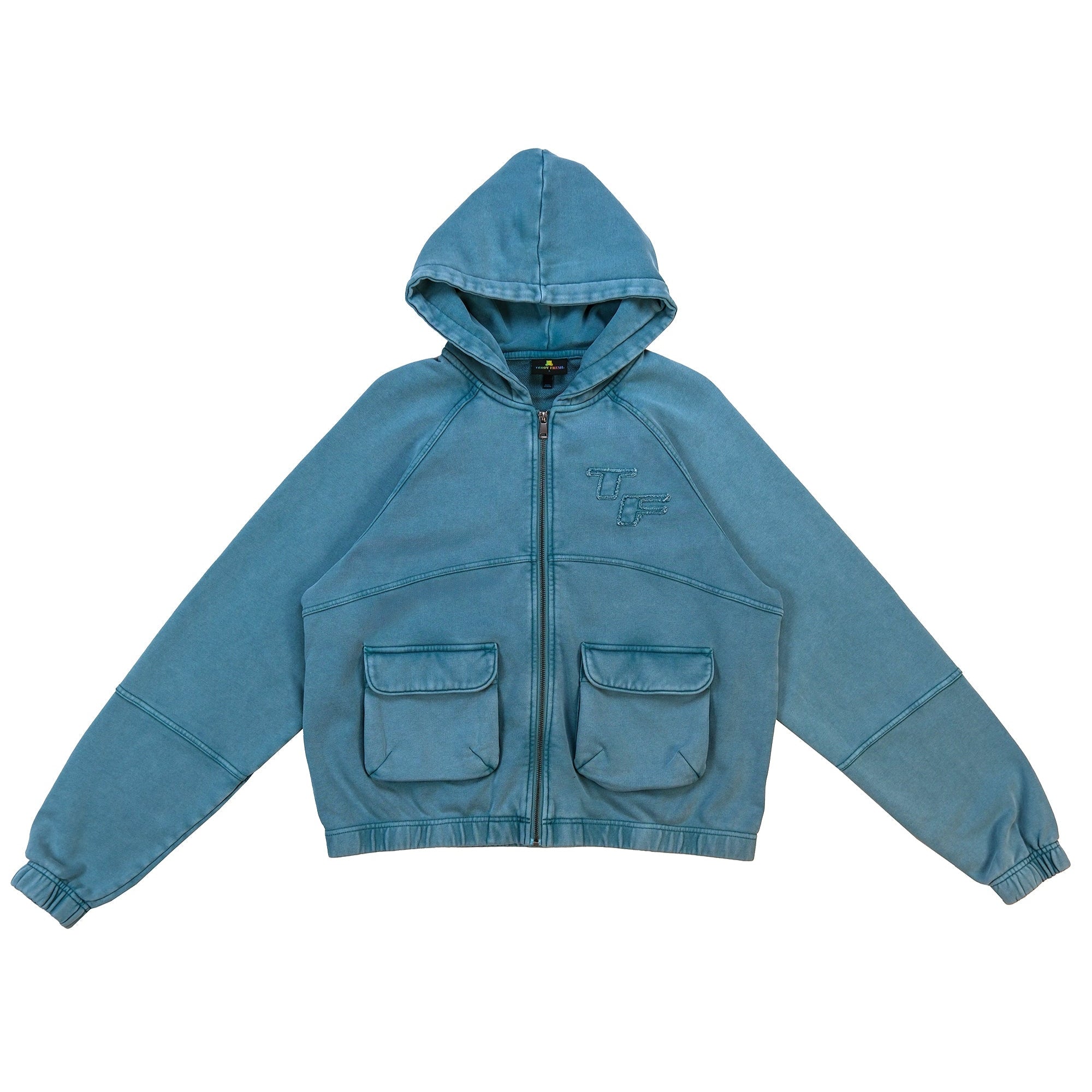 Raw Edge Zip Hoodie Teddy Fresh