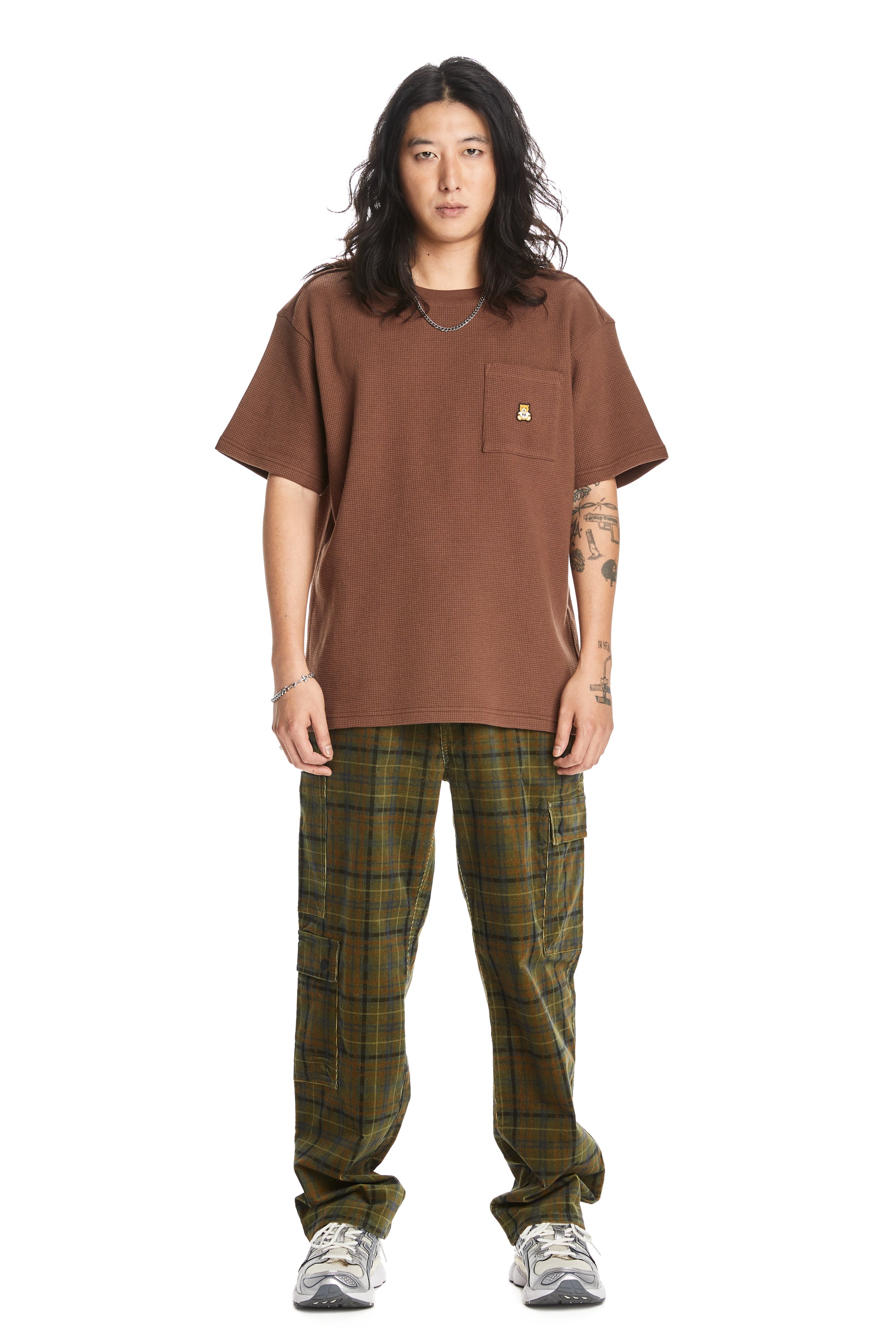 Plaid Corduroy Cargo Pants