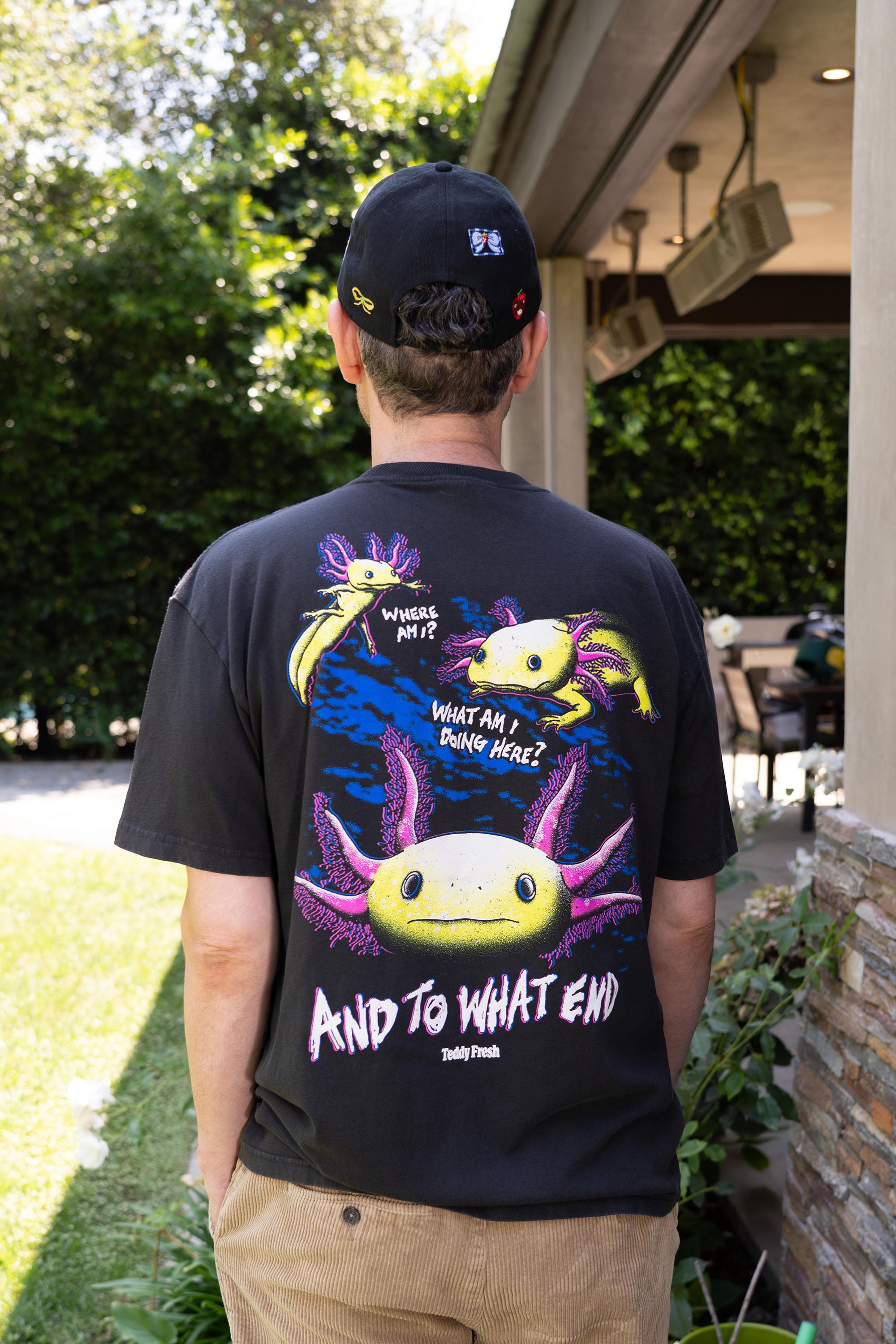 What Am I Doing Here Axolotl Adult Tee