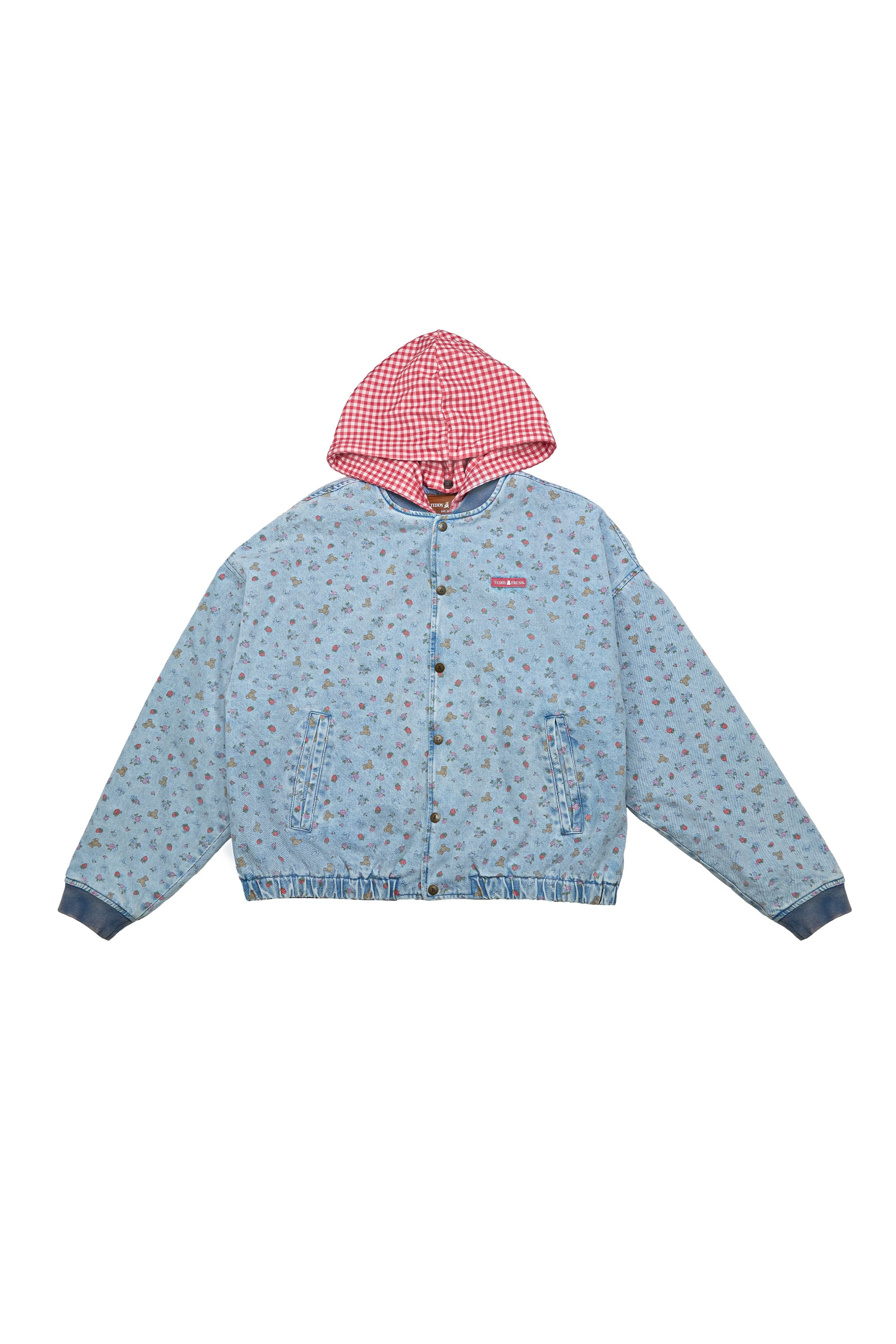 Strawberry Denim Bomber Jacket