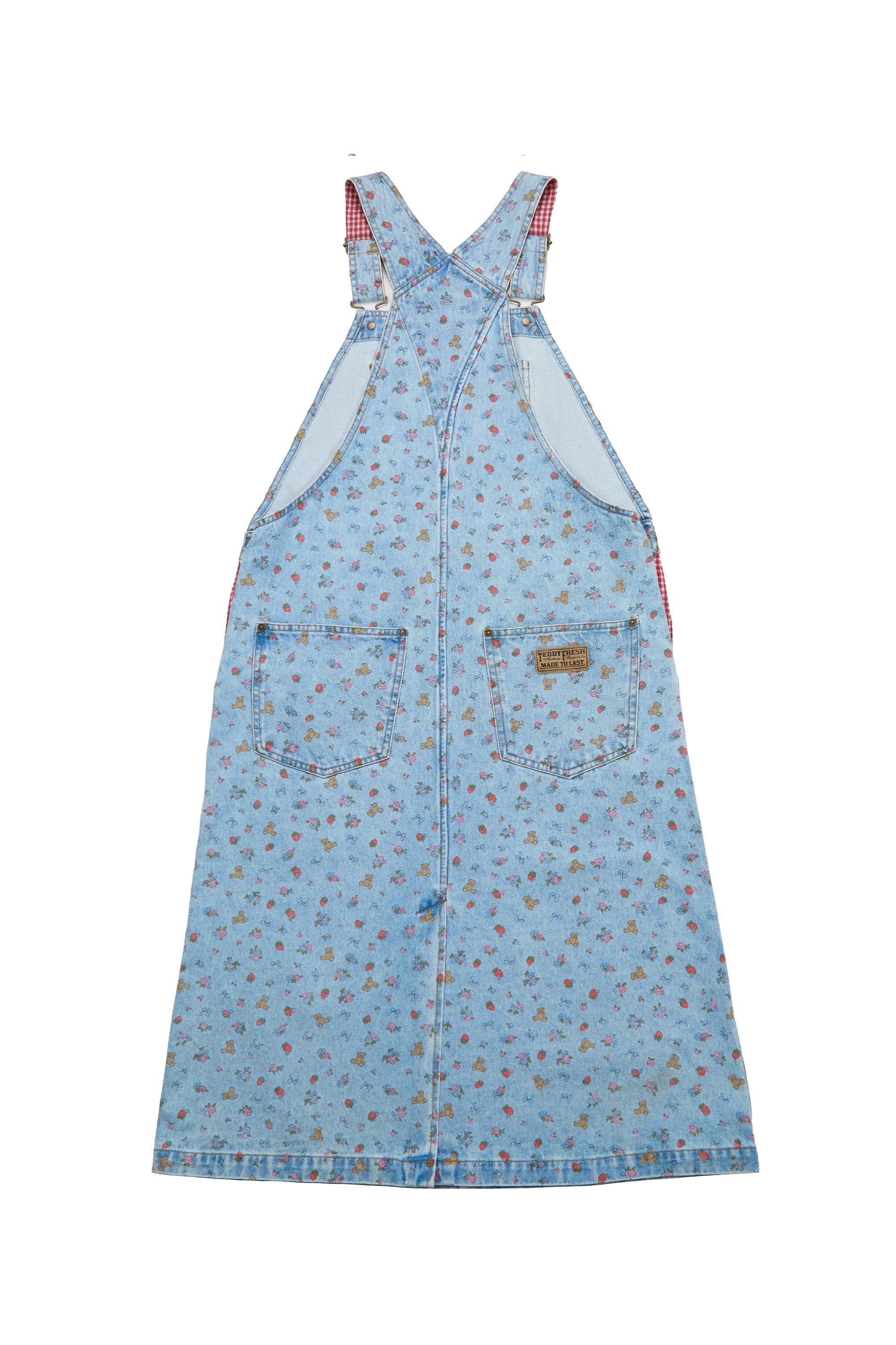 Strawberry Denim Overall Dress