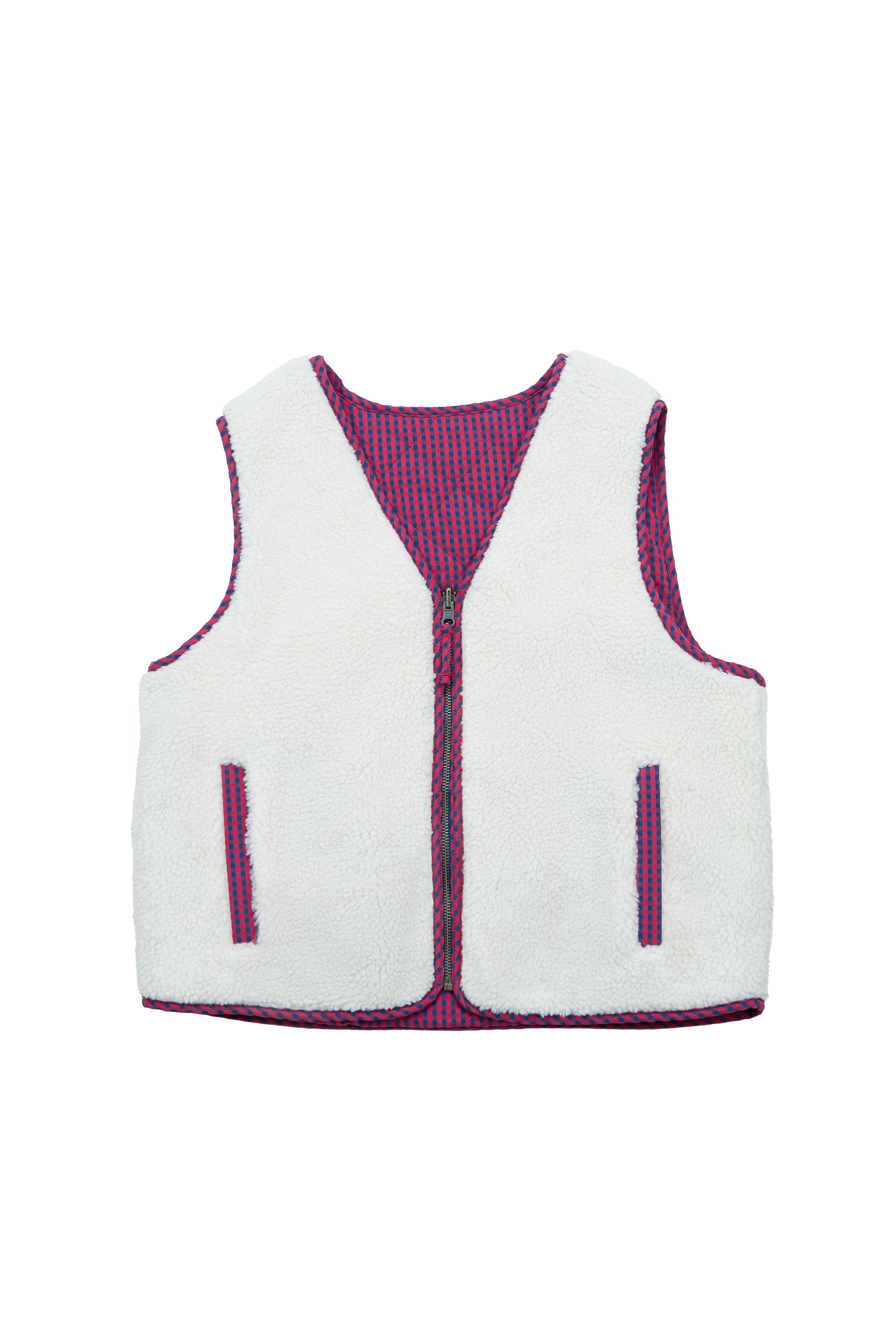 Patchwork Bear Reversible Sherpa Vest