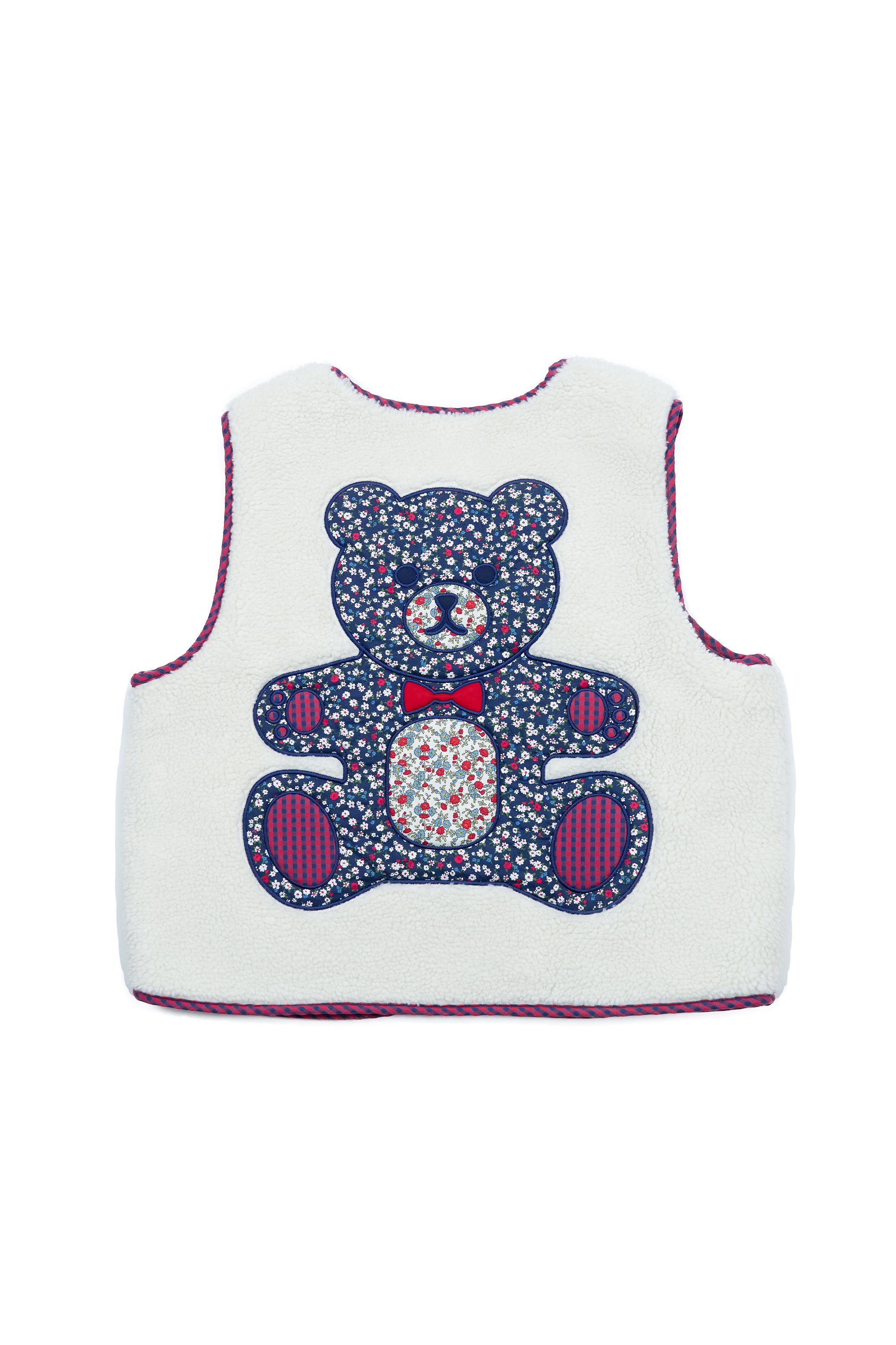Patchwork Bear Reversible Sherpa Vest
