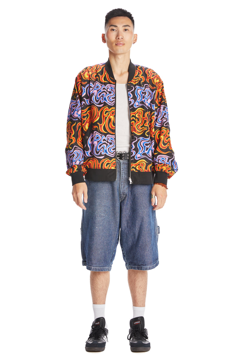 Oil Spill Reversible Bomber Jacket