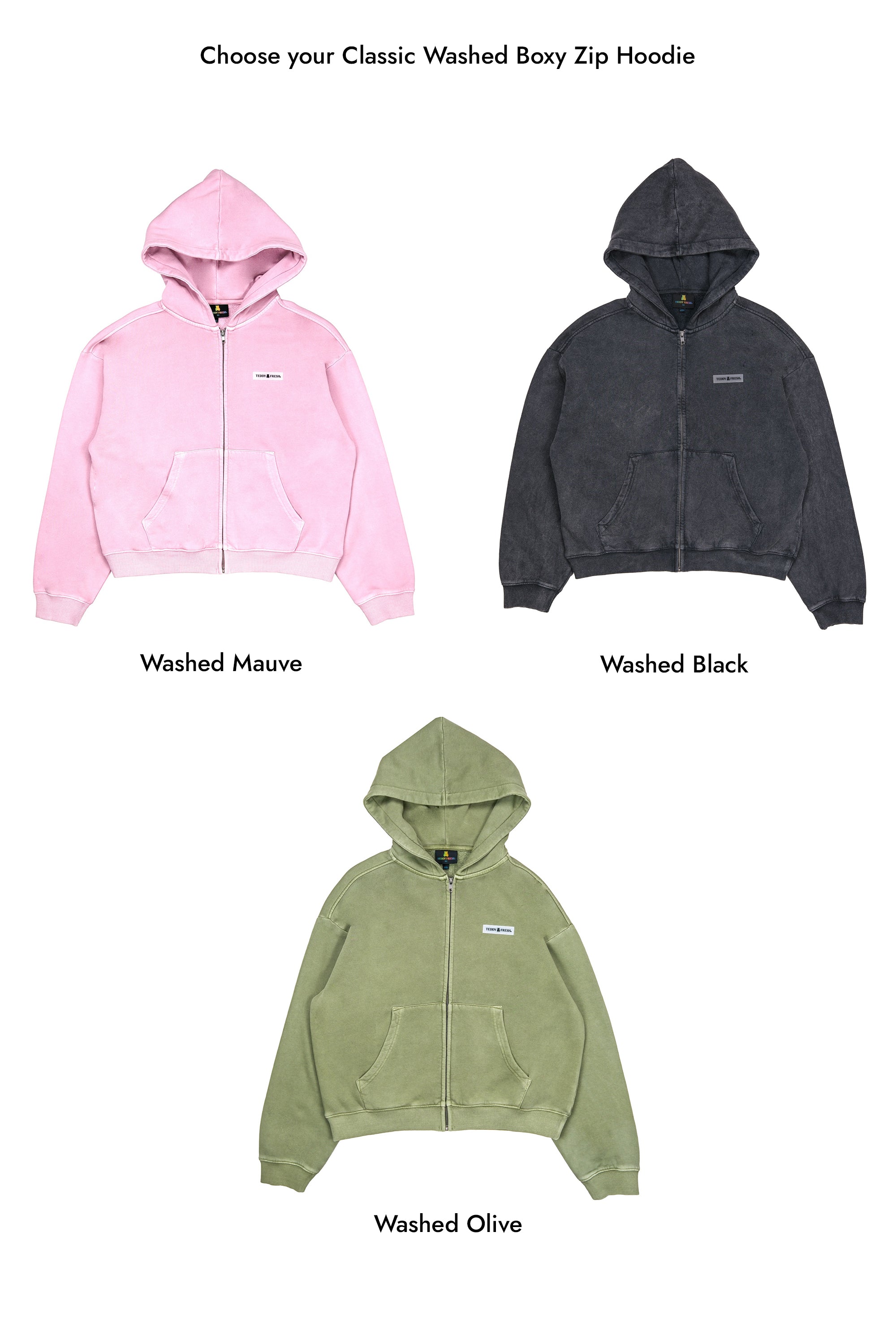 Classic Washed Boxy Zip Hoodie Bundle