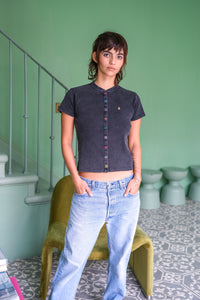 Acid Wash Rib Snaps Top