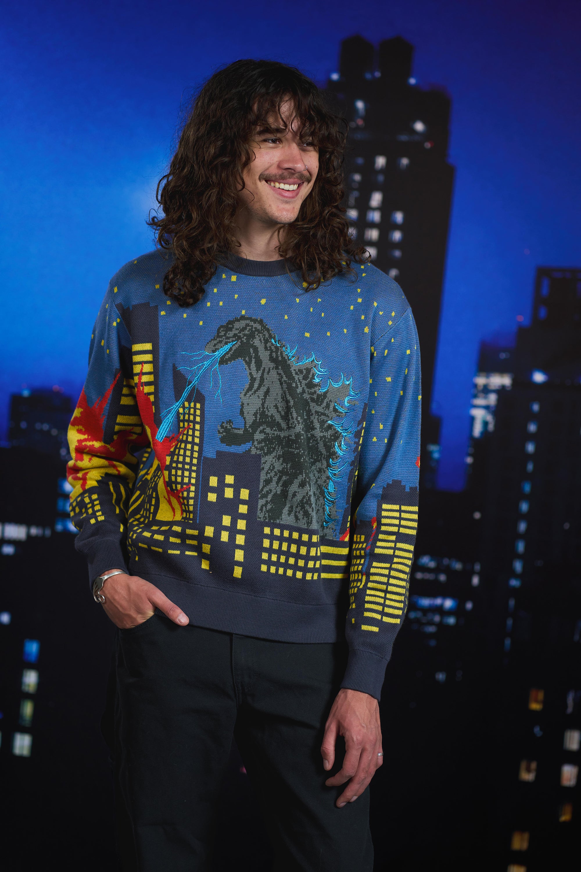 TF x Godzilla Cityscape Sweater