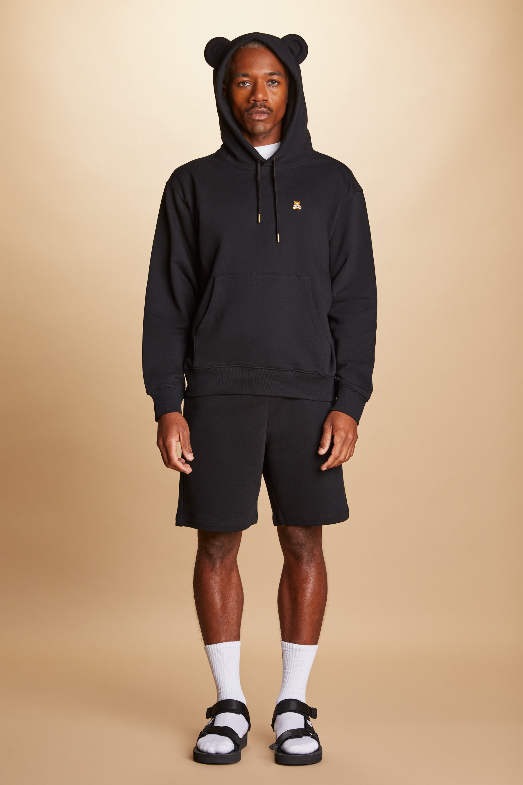 Vintage Bear Ear Fleece Collar Zip Hoodie main image 1