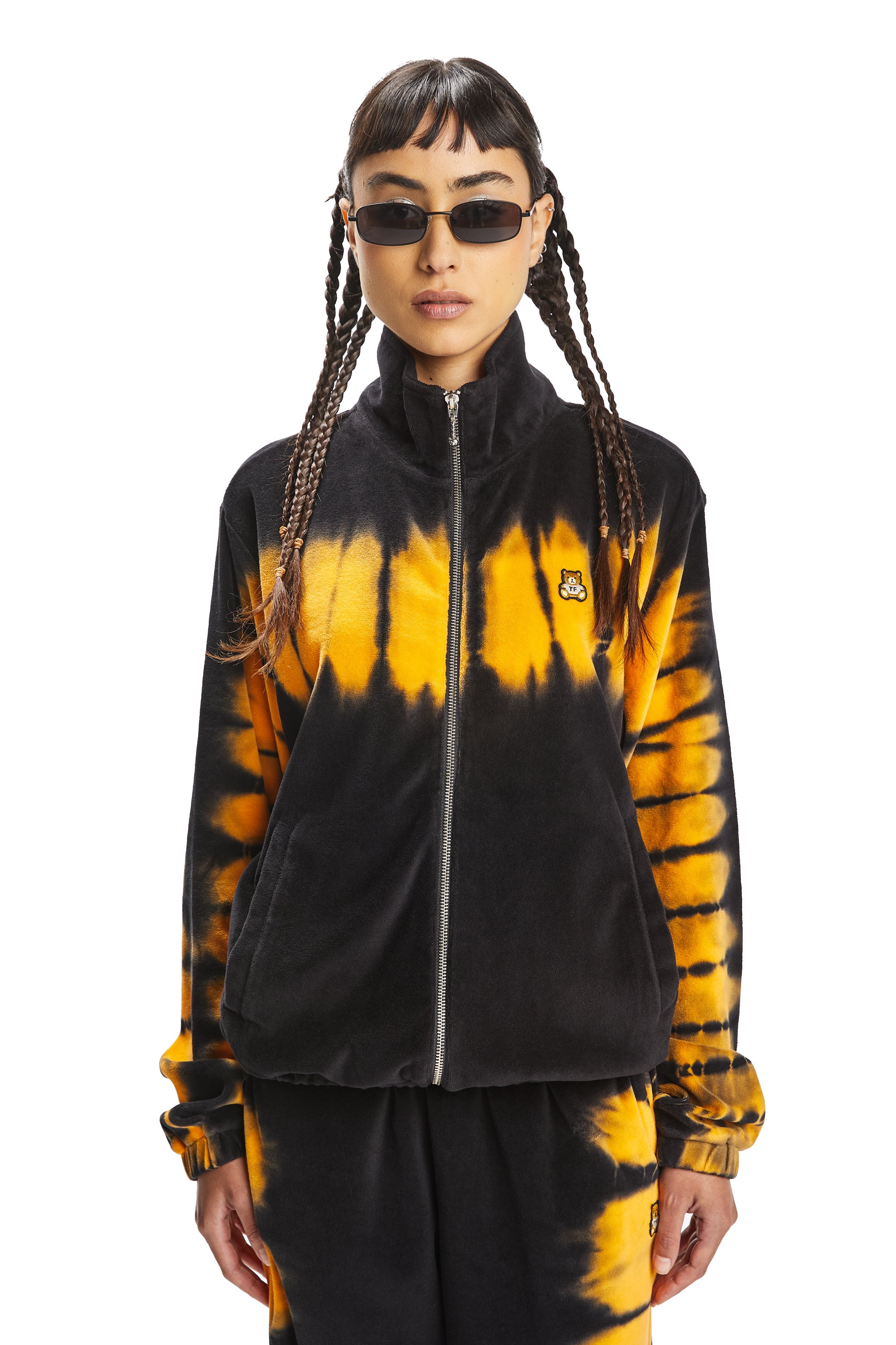 Drawstring hooded tie sales dye teddy coat