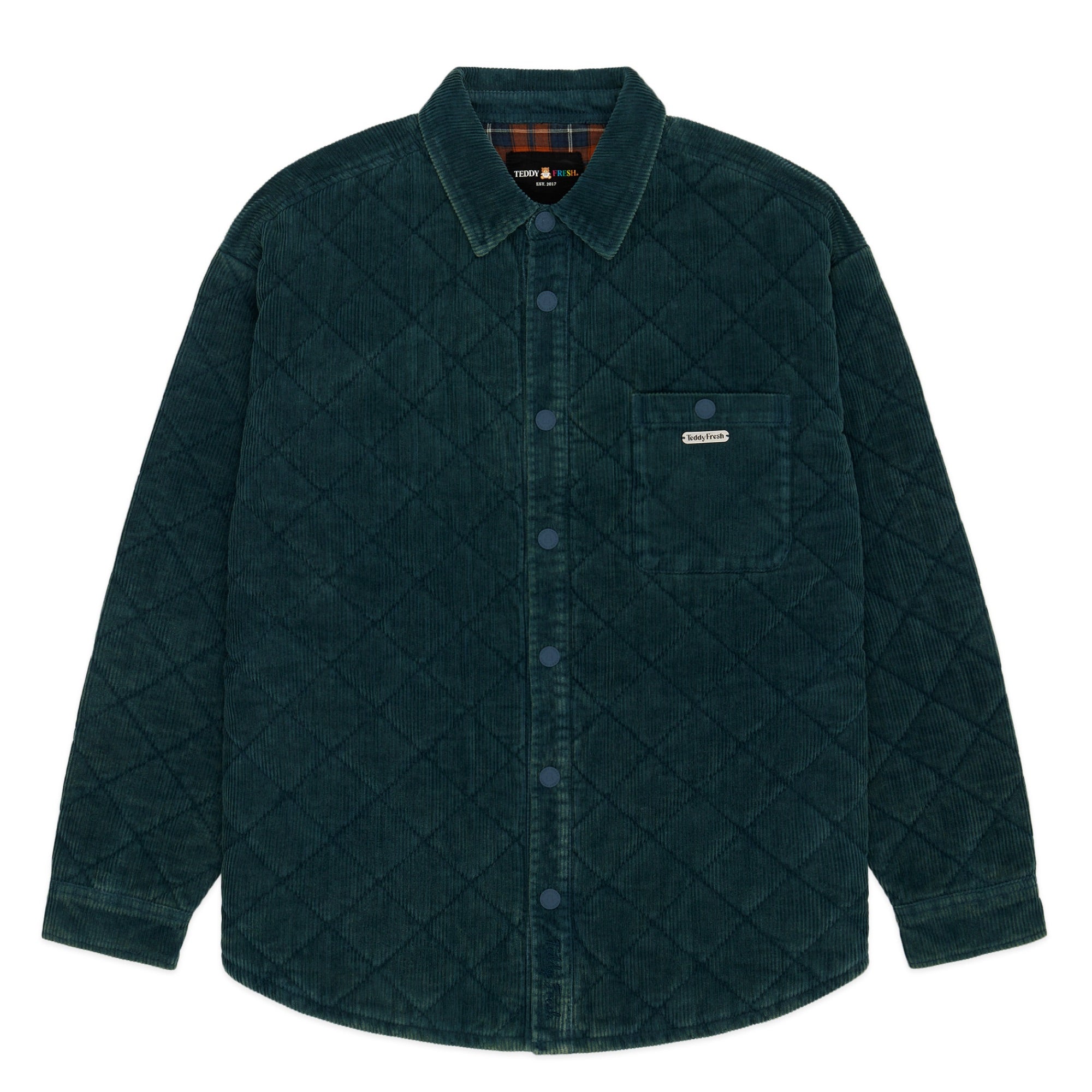 Acid Wash Quilted Corduroy Shacket