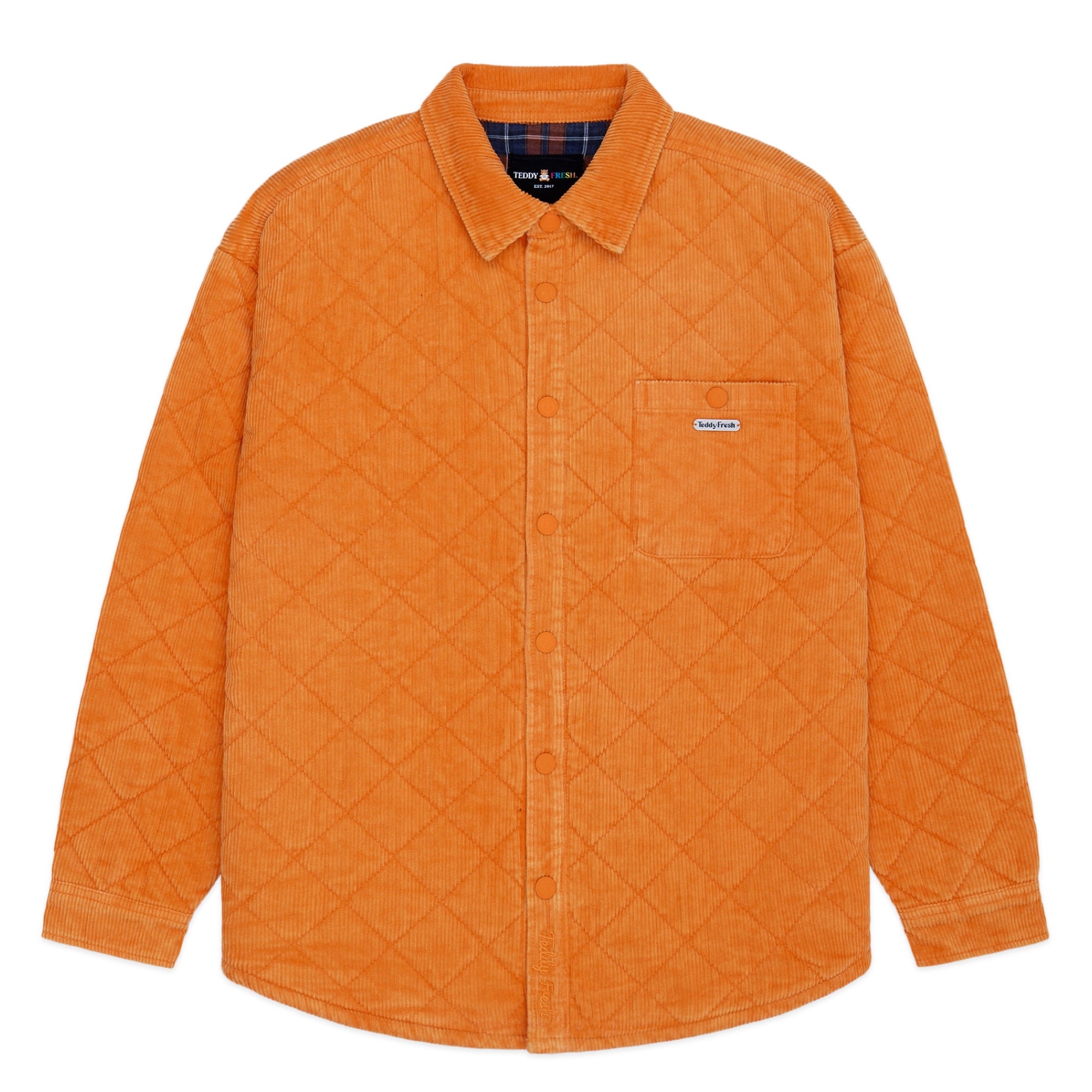 Acid Wash Quilted Corduroy Shacket