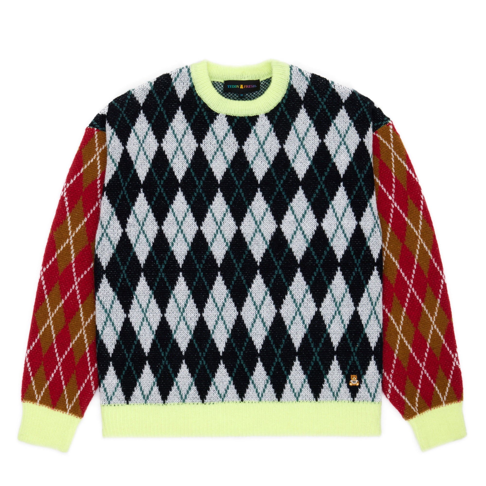 Argyle zip up online sweater