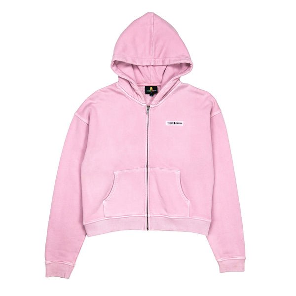 Women's Classic Washed Crop Zip Hoodie - Teddy Fresh