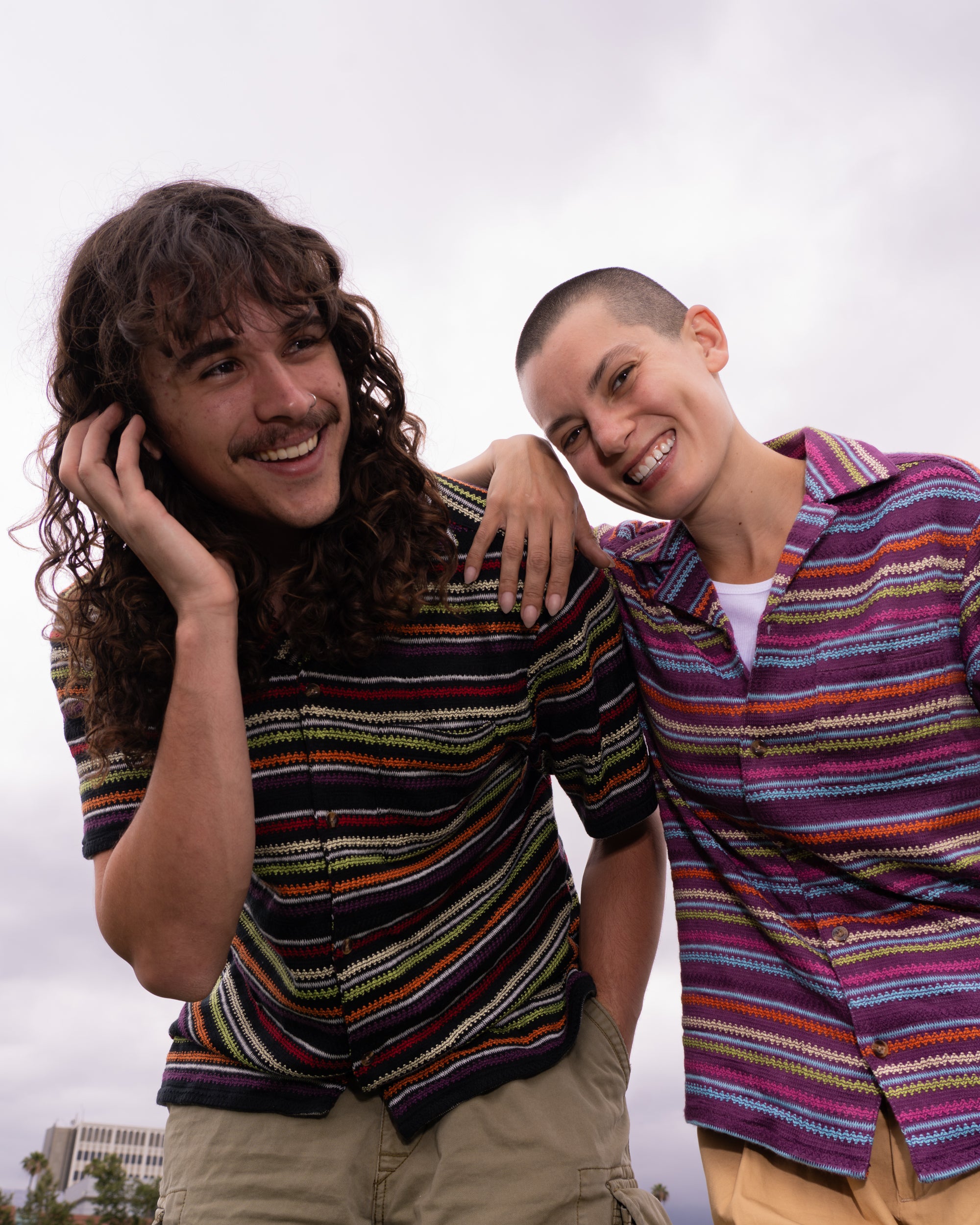 Knit Stripe Camp Shirt