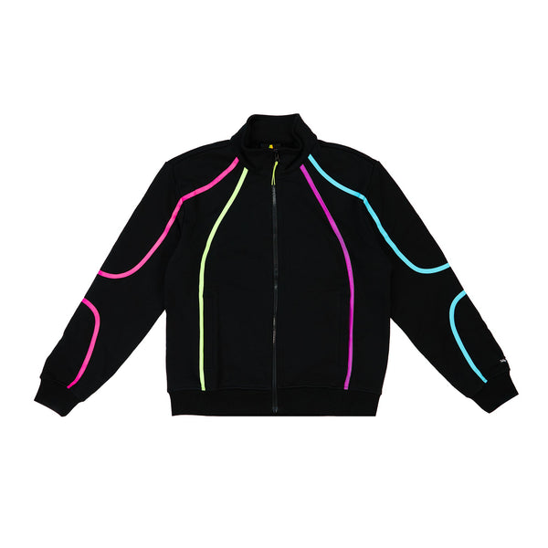 Retro Neon Piping Zip Sweatshirt - Teddy Fresh