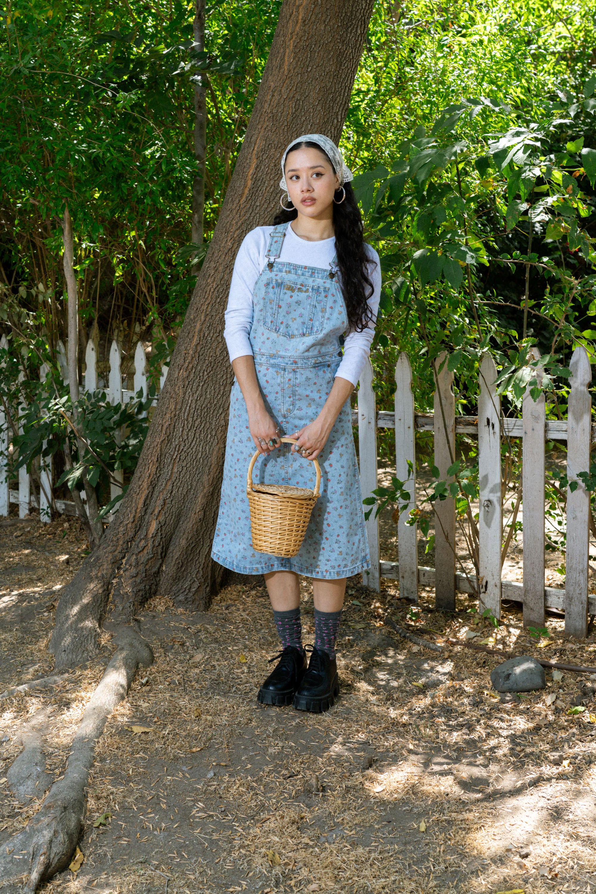 Strawberry Denim Overall Dress - Teddy Fresh