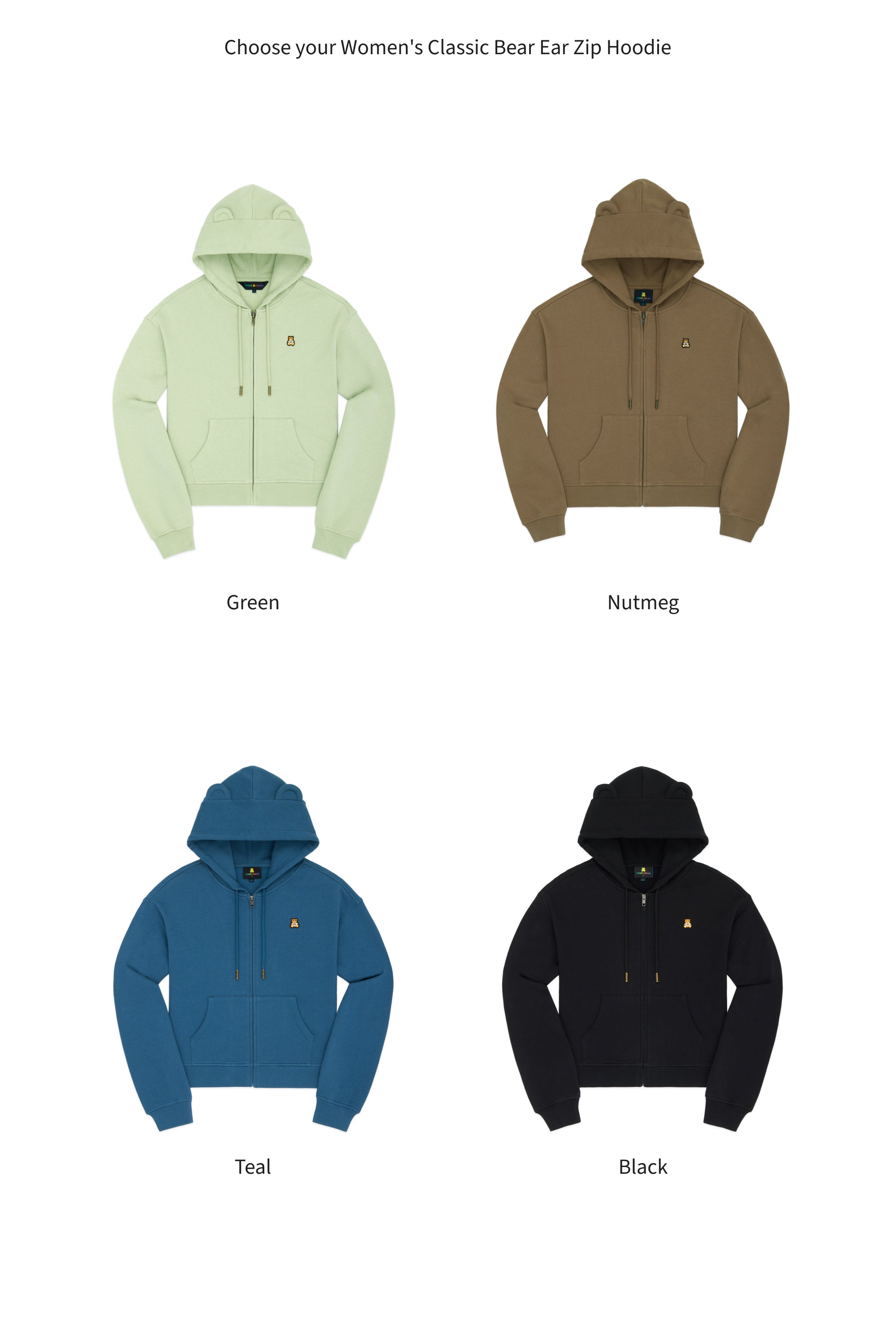 Women's Classic Bear Ear Zip Hoodie Bundle