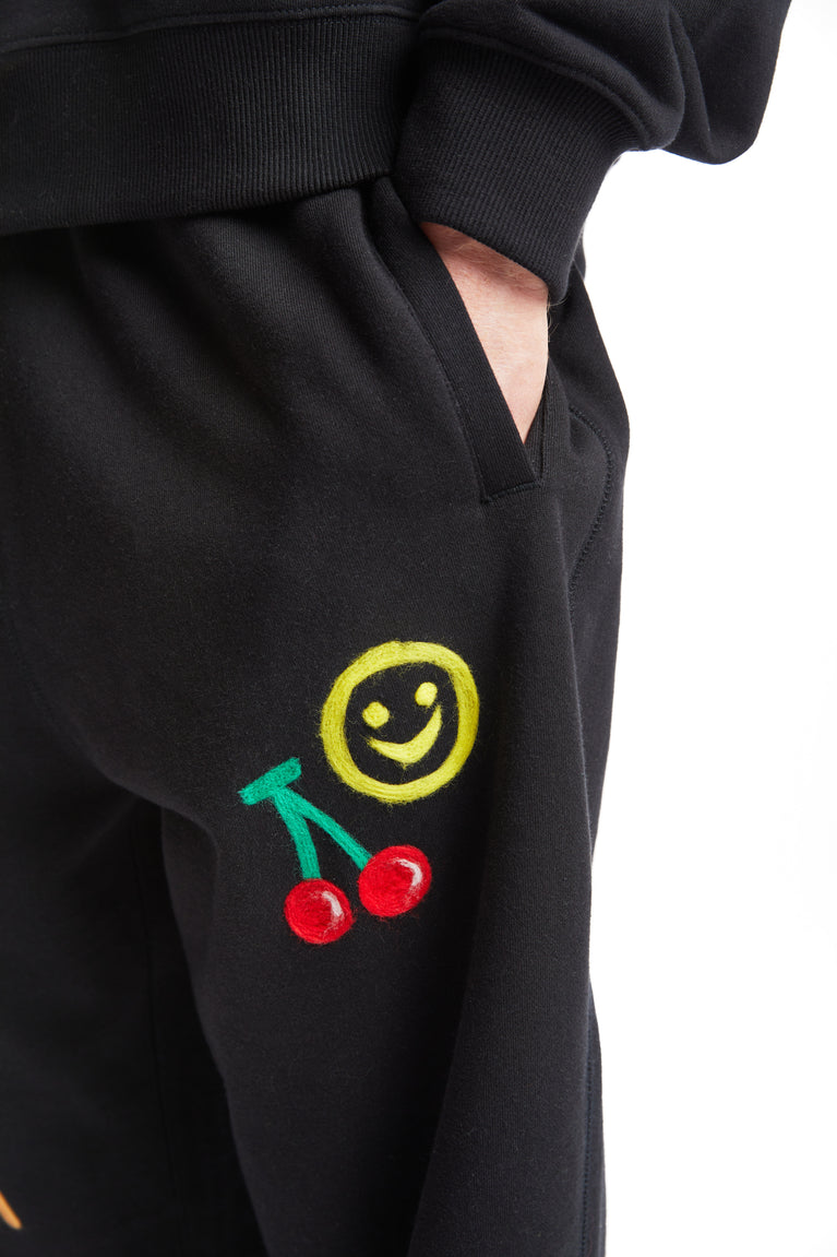 Needle Felted Embroidered Sweatpants