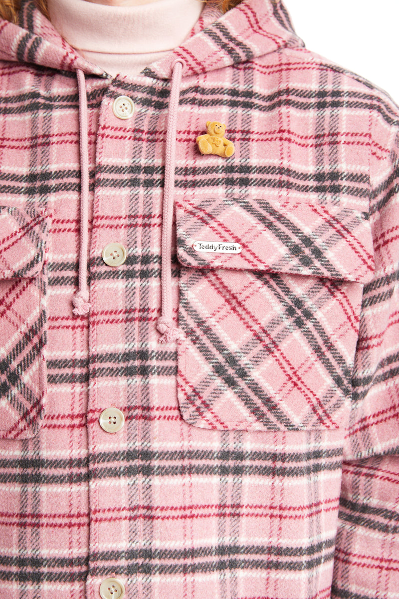 Bear Brooch Flannel Jacket