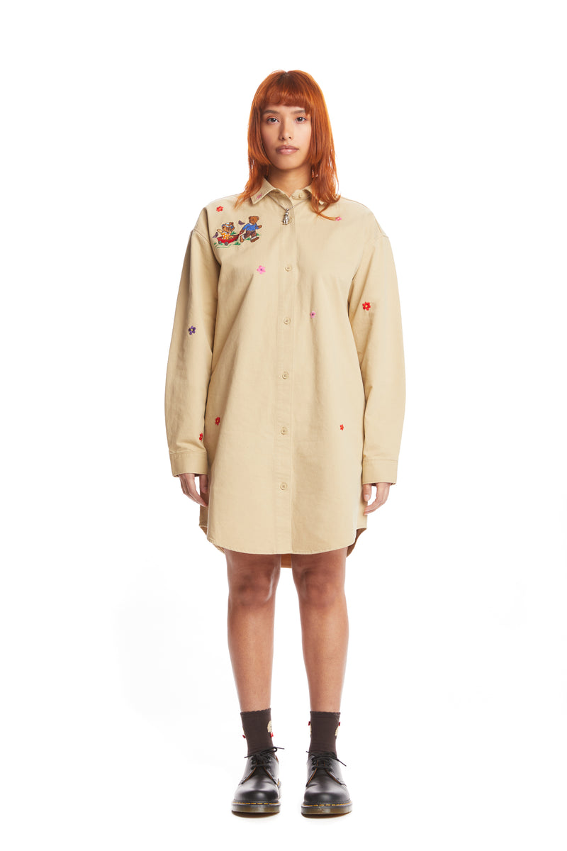 Embroidered Shirt Dress