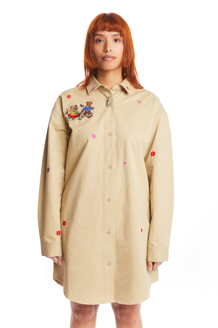Embroidered Shirt Dress