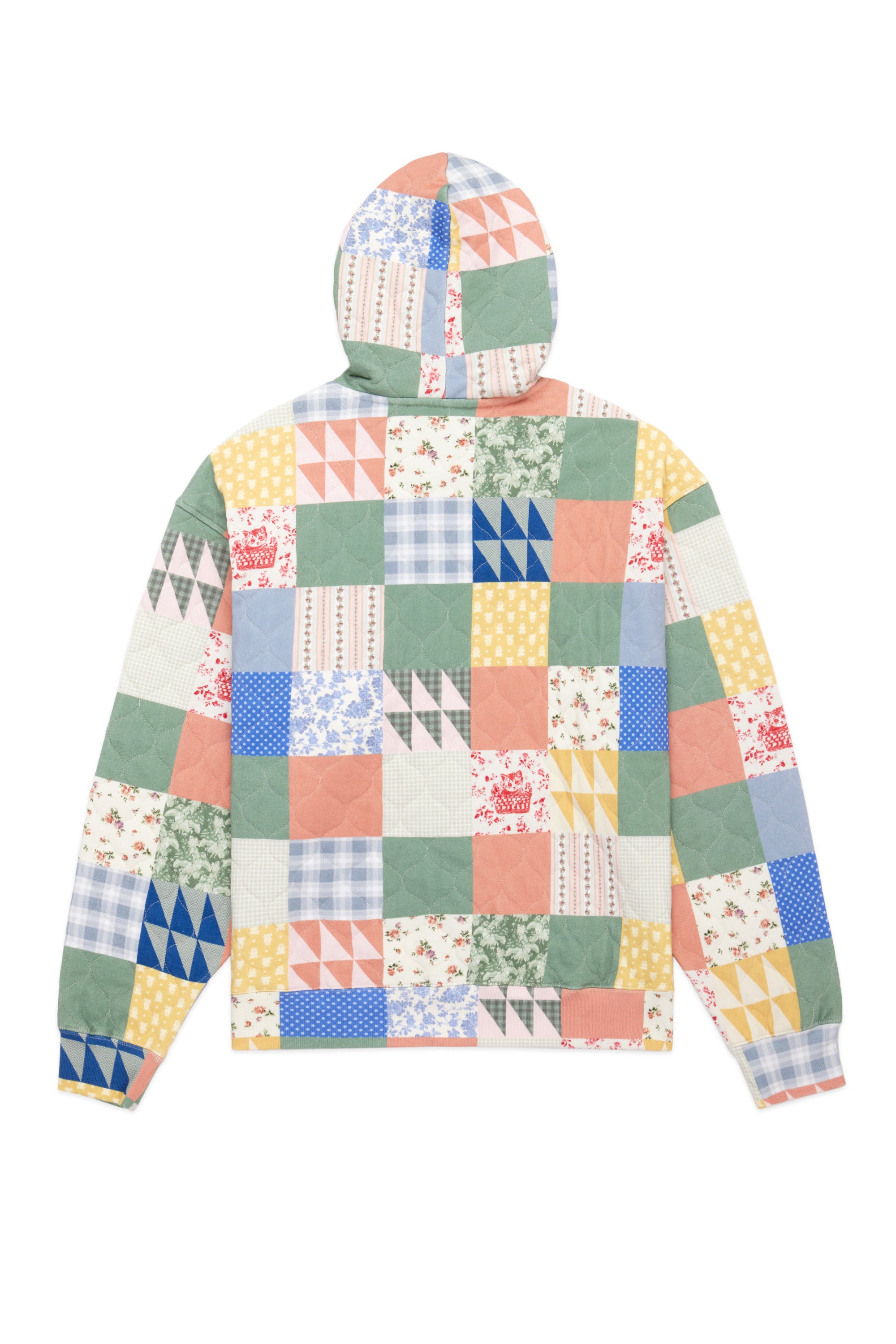 Limited Edition Black And Blue Indigo Teddy Fresh Hoodie Quilted Patchwork