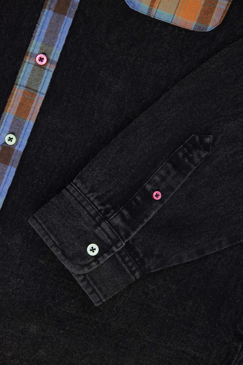 Plaid Collar Denim Shirt