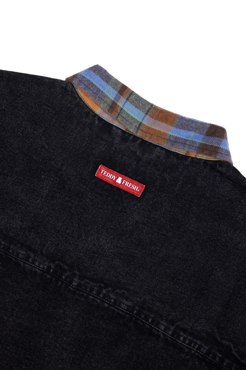 Plaid Collar Denim Shirt